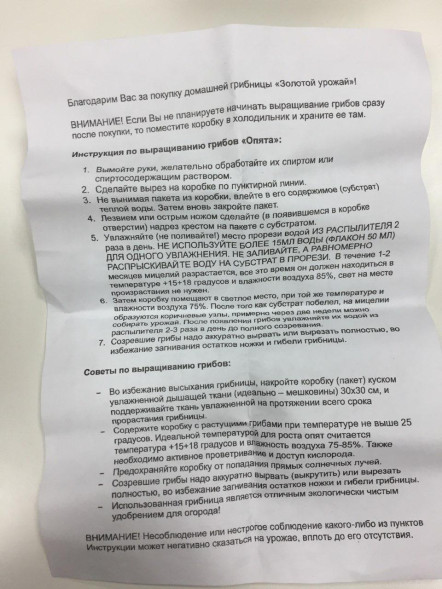 Домашняя грибница в Москве